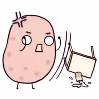💭 aardappel, boos, cartoon, boos, grappig, eten, personage whatsapp sticker