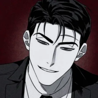🌑 man, smirk, anime, portrait, black and white telegram sticker