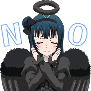 🙄 NO Anime, Meisje, Nee, Ontkenning, Schattig, Duistere Engel telegram sticker