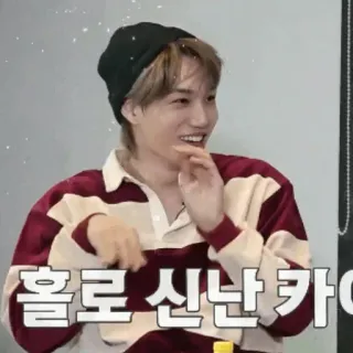 🇦🇹 Kai 홀로 신난 카이 K팝, 한국, 아이돌, 가수, 쾌활한, 사람, 행복한 whatsapp sticker