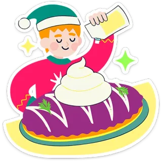 💩 elfo, navidad, fiestas, postre, comida, dibujos animados telegram sticker