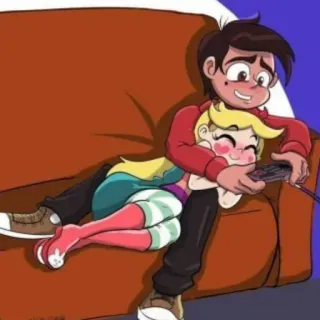 💫 Star Butterfly Star vs. the Forces of Evil Dibujos animados, Pareja, Amor, TV, Sentado, Sofá whatsapp sticker