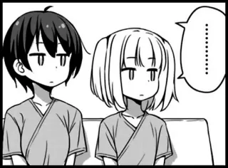 😒 ........ manga, anime, characters, black and white, expressionless telegram sticker