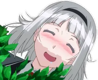 👅 anime, manga, girl, smiling, happy, leaves whatsapp sticker