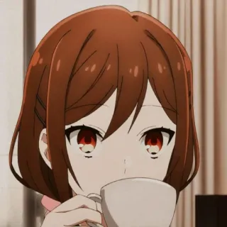 🎟 Anime, Chica, Café, Bebida, Retrato telegram sticker
