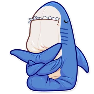 😑 Requin, Dessin animé, Animal, Bleu, Créature marine telegram sticker