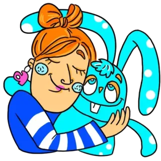 🤗 Câlin, Dessin animé, Fille, Lapin, Mignon, Amical whatsapp sticker