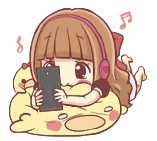 🎧 Anime Mädchen, Kopfhörer, Musik, süß, Aufkleber telegram sticker