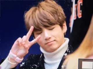 ☺️ Koreaanse celebrity, K-pop, Vredesteken, Portret, Binnen, Jonge volwassene telegram sticker