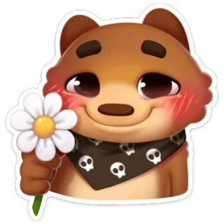 🌹 медведь, цветок, череп, милый, мультфильм whatsapp sticker