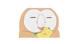 🤤 owl, eating, cute, cartoon, animal, funny telegram sticker