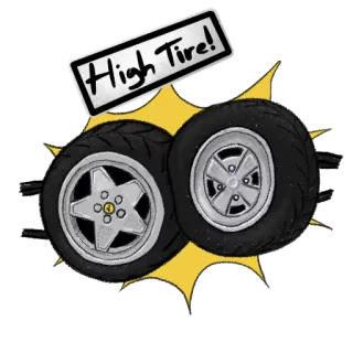 ✋ High Tire! pneumatici, cartoni animati, auto, ruote, automotive, slang telegram sticker