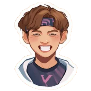 😬 Cartoon, Porträt, Aufkleber, V, Kpop telegram sticker