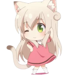 😉 Anime, Kawaii, Chibi, Gadis kucing, Imut, Kartun whatsapp sticker