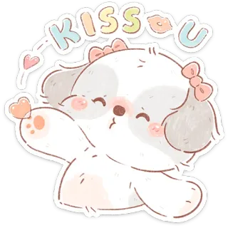 😘 KISS U anjing, lucu, ciuman, binatang, cinta, kartun telegram sticker