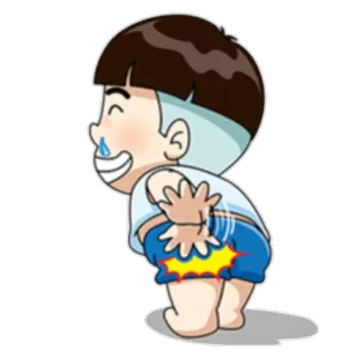 😈 漫画, お尻, 痛み, 子供, 痛い, リアクション telegram sticker