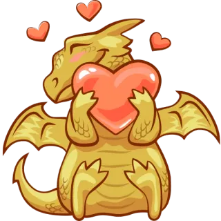 ❤️ drago, cuore, amore, cartone animato, dorato, carino whatsapp sticker
