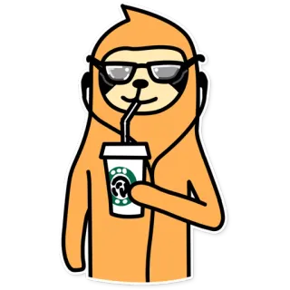 😎 paresseux, café, lunettes de soleil, mignon, détente, relax whatsapp sticker
