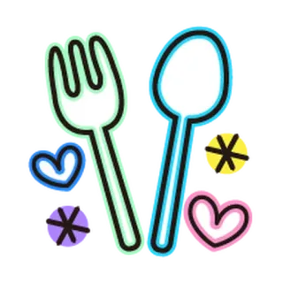❤️ fork, spoon, eating utensils, kitchenware, food, heart, cute, sticker whatsapp sticker