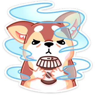 🐕 개, 커피, 피곤한, 담배, 만화, 스티커 telegram sticker