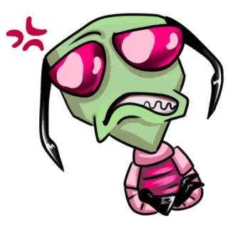 😬 Zim Invader Zim Invader Zim, cartoon, alien, angry, Zim telegram sticker