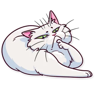 🤔 cat, white cat, cute, funny, laying down telegram sticker