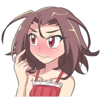 😳 anime, girl, cartoon, blush, thinking, cute telegram sticker
