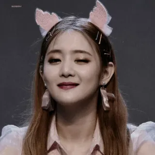 ✖️ BONBON! woman, wink, cute, korean, idol, ear headband telegram sticker