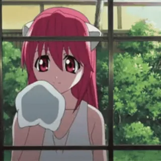 ☺️ anime, girl, cat ears, window, cute, red hair telegram sticker