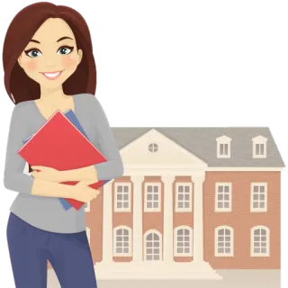 🏫 Frau, Hochschule, Student, Bildung, Bücher whatsapp sticker