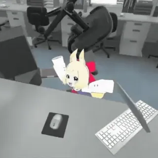 😠 Anime, Escritório, Desenho animado, Fofo, Computador, Mesa whatsapp sticker