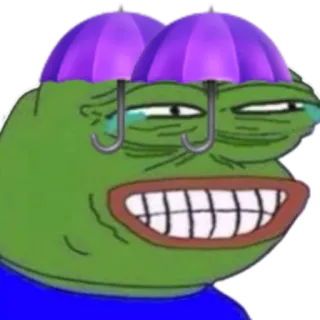 😂 Pepe the Frog Meme, Pepe, Katak, Menangis, Payung whatsapp sticker