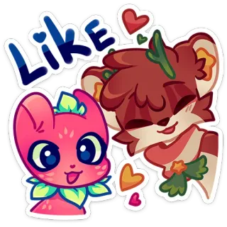 🥰 Like dieren, schattig, hart, like, cartoon, sticker telegram sticker