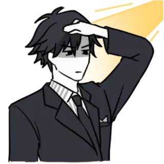 😐 男, スーツ, アニメスタイル, 混乱, 表情, キャラクター telegram sticker