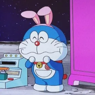 🤓 Doraemon Doraemon, Anime, Thỏ, Mặt trăng, Dễ thương, Phim hoạt hình, Nhân vật whatsapp sticker