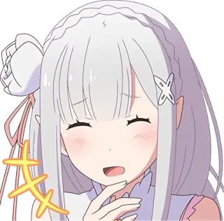 😂 Emilia Re:Zero anime, cute, emilia, re zero, kawaii, white hair, character telegram sticker