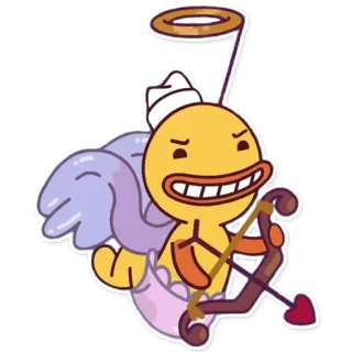 💘 утка, купидон, ангел, лук и стрела, любовь, милый, мультфильм telegram sticker