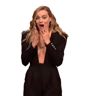 😱 Margot Robbie, surprised, woman, actress, blonde whatsapp sticker