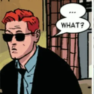 😐 WHAT? comic, red hair, man, sunglasses telegram sticker