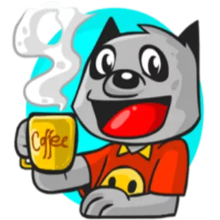 ☕️ Coffee caffè, animale, cartone animato, bevanda, bevanda, tazza whatsapp sticker