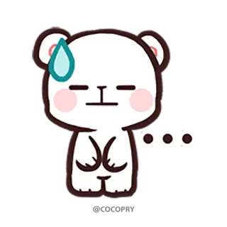 😑 ... ours, mignon, dessin animé, emoji, pensif, goutte de sueur whatsapp sticker