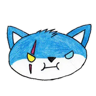 😠 cat, animal, cartoon, blue, sticker telegram sticker