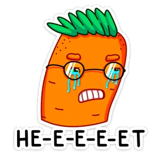 🙅‍♂️ HE-E-E-ET морковь, плачущий, мультфильм, очки, овощ, эмодзи, стикер whatsapp sticker