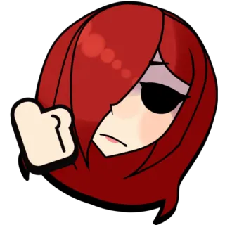 👍 anime, cartoon, middelvinger, gebaar, rood haar, boos telegram sticker