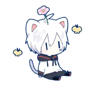 🌸 anime, cat, kawaii, cute, flower, chibi whatsapp sticker