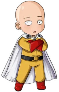 😧 Saitama One-Punch Man Сайтама, Ванпанчмен, Аниме, Манга, Герой, Чиби, Лысый whatsapp sticker