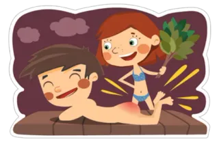 😁 sauna, bania, relaks, kąpiel, zdrowie, wellness telegram sticker