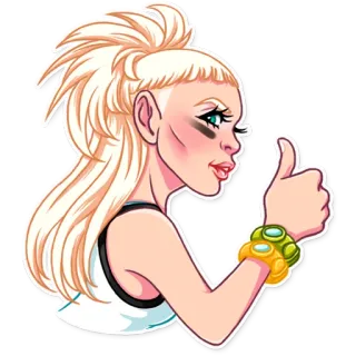 👍 dessin animé, fille, blonde, pouce levé, positif, geste telegram sticker