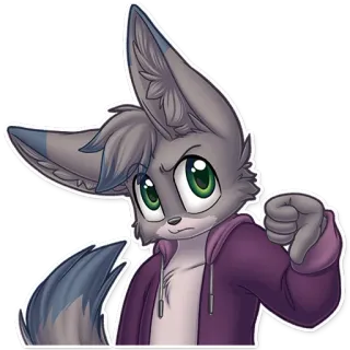 👎 Fellwesen, Anthro, Gefällt mir nicht, Daumen runter, Cartoon, Fuchs whatsapp sticker