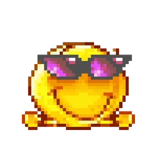 😎 絵文字, ピクセルアート, かっこいい, メガネ, 笑顔 telegram sticker